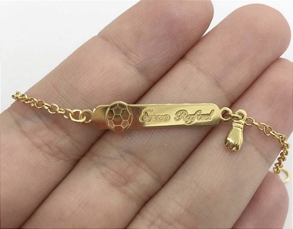 Pulseira chapinha com figa banho de ouro