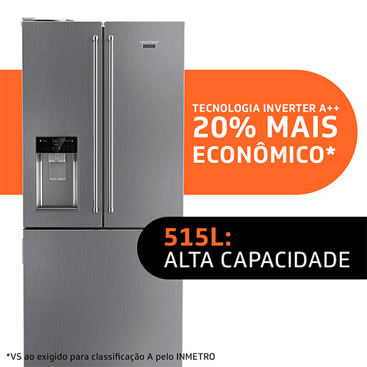 REFRIGERADOR BRASTEMP GOURMAND DOMÉST 3PORTAS 515L 127V BRH86ARANA