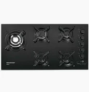 Cooktop Brastemp a Gás 5 Bocas Mesa Vidro Preto