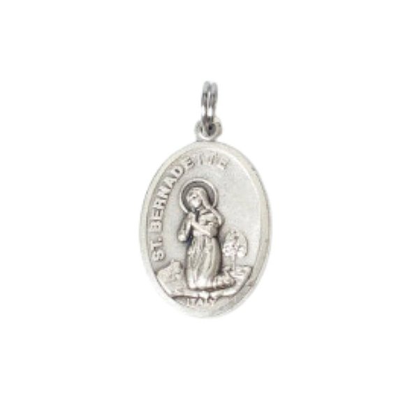 Medalha Nossa Senhora de Lourdes Com Santa Bernadete Prata