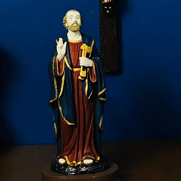 Imagem de São Pedro 20cm | Feito a mão | Gesso Artesanal