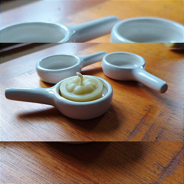 Vela Rechaud + Castiçal de Cerâmica Branco