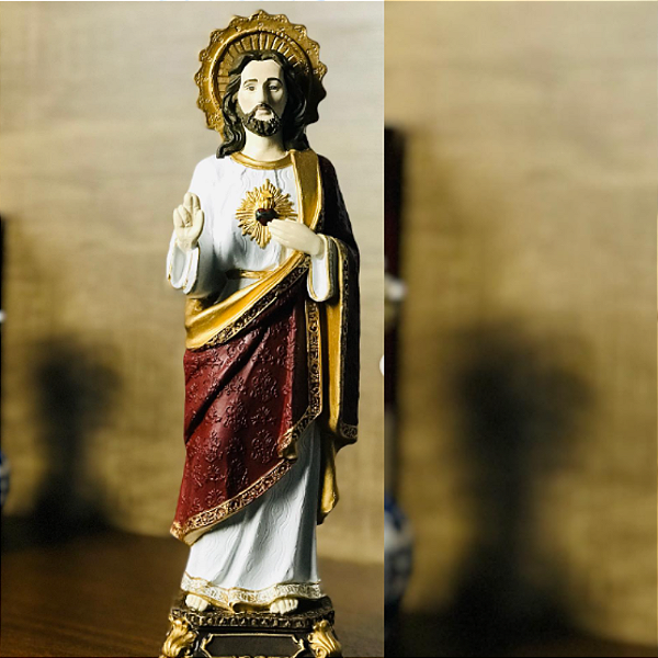 Sagrado Coração de Jesus | Imagem Artesanal de Gesso