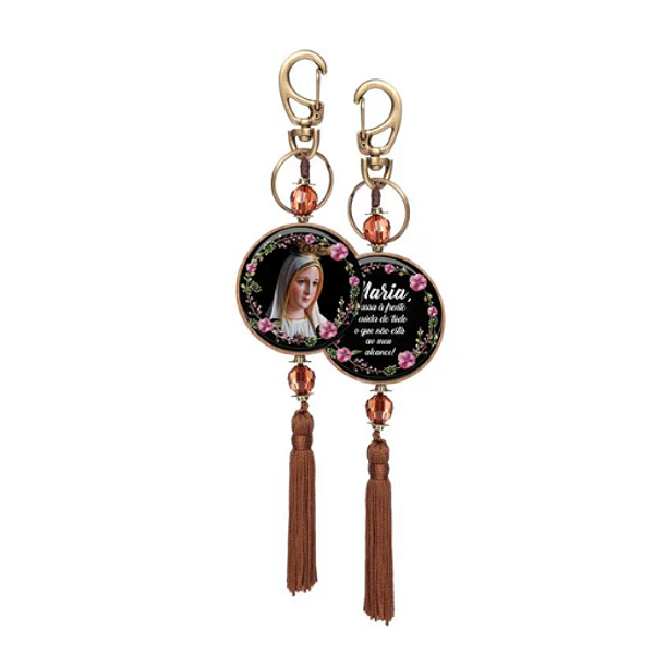Chaveiro com Pompom Imaculado Coração de Maria