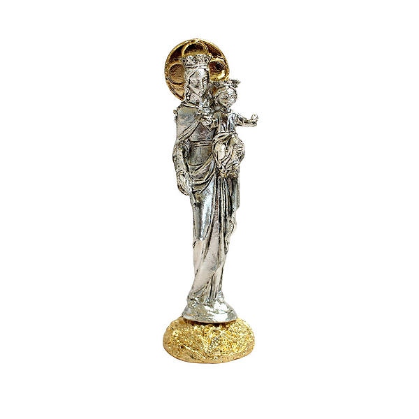 Imagem Metal de Nossa Senhora Auxiliadora Dourado e Prata