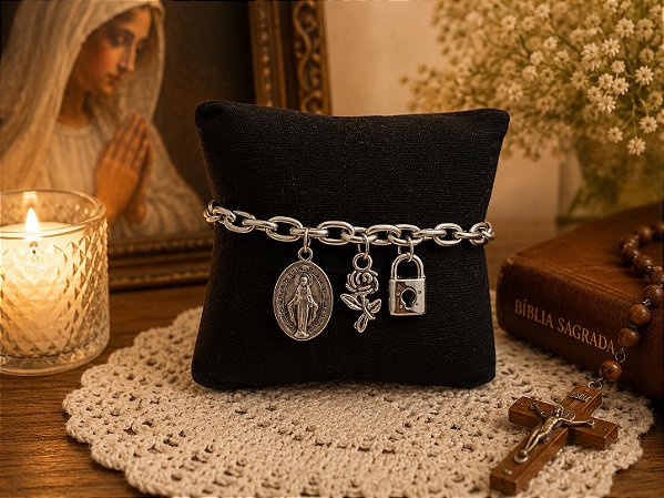 mod 02 Nossa senhora das graças flor e cadeado