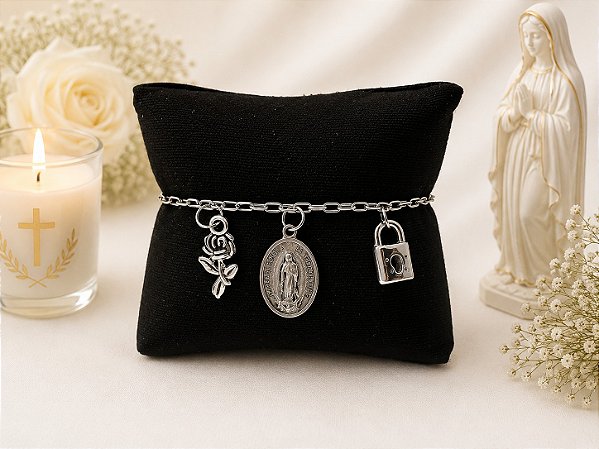 Modelo 8 Nossa senhora de Guadalupe cadeado e flor