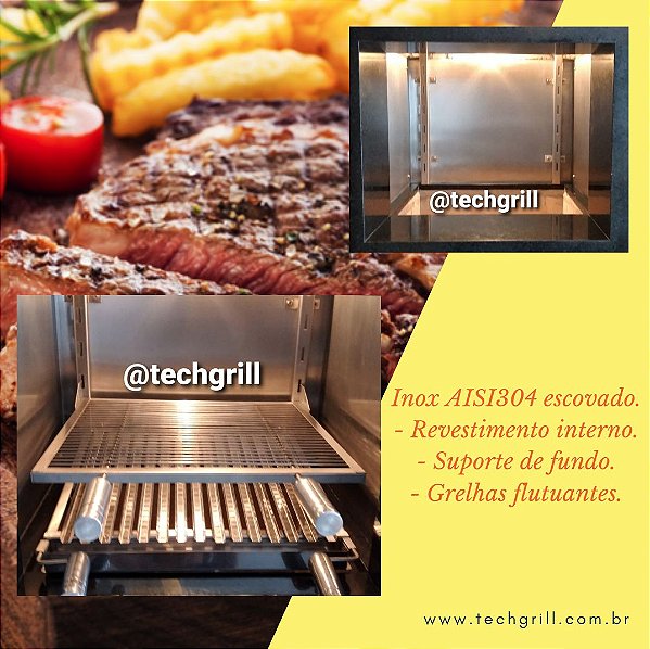 Revestimento interno com Suporte de Fundo para churrasqueiras - Inox AISI304