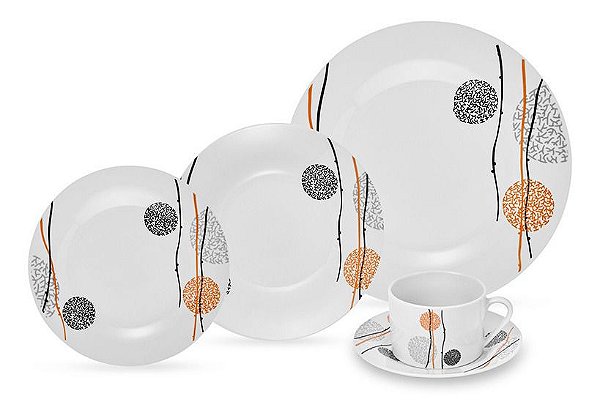 Aparelho De Jantar Pratos Xícara Porcelana Karina 20 Peças