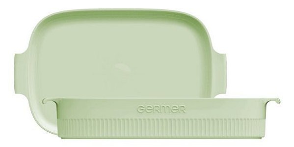 Travessa Retangular Em Porcelana Verde Menta 37x26cm- Germer