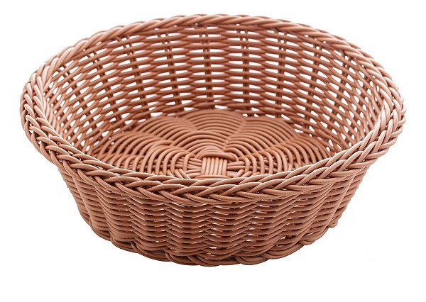 Cesta De Rattan Plástico Redonda 24 Cm - Lyor