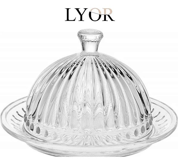 Queijeira De Cristal Com Tampa Empire 20cm Lyor 7404