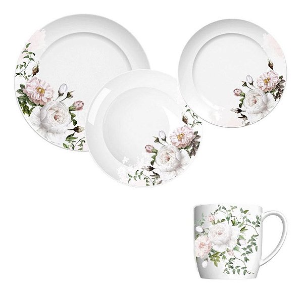 Aparelho De Jantar 16 Peças De Porcelana Germer Versa Garden