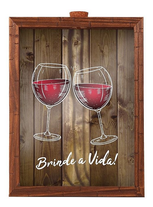 Quadro Madeira Porta Rolha De Vinho Decoração Parede