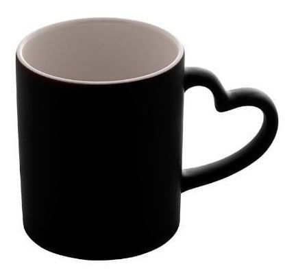 Caneca Em Porcelana Coração Para Presentear 350ml Preto