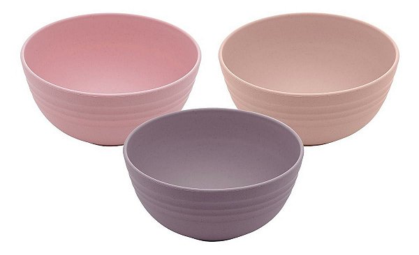 Conjunto 3 Tigela Cumbuca Bowls De Bambu Sortido 13,5x7cm