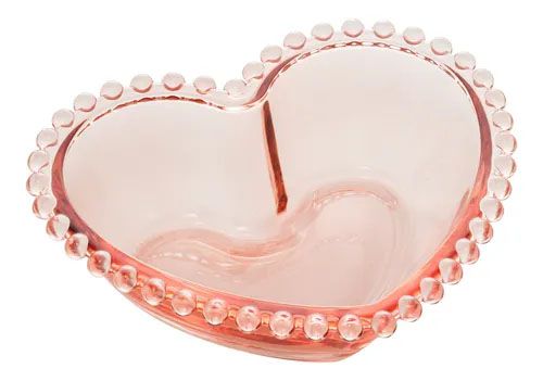Bowl Cristal Coração Rosa Pearl Rosa 15x13x5cm