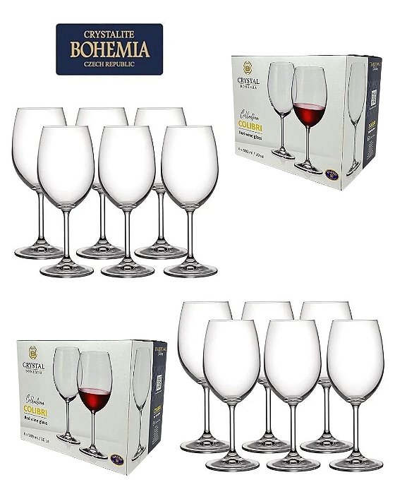 12 Taças Para Vinho Tinto Cristal Collection Titanium 580ml