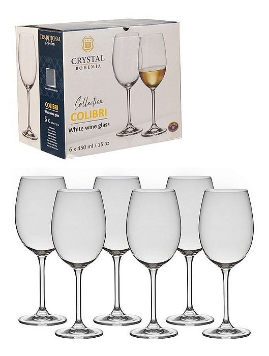 Jogo De 6 Taças Vinho Tinto 450ml Cristal Bohemia Titanium