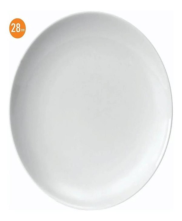 25 Prato Raso Refeição Almoço Coup 28 Cm Porcelana Branca