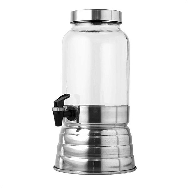 Suqueira 3 Litros Polida Base Aluminio E Pote Vidro