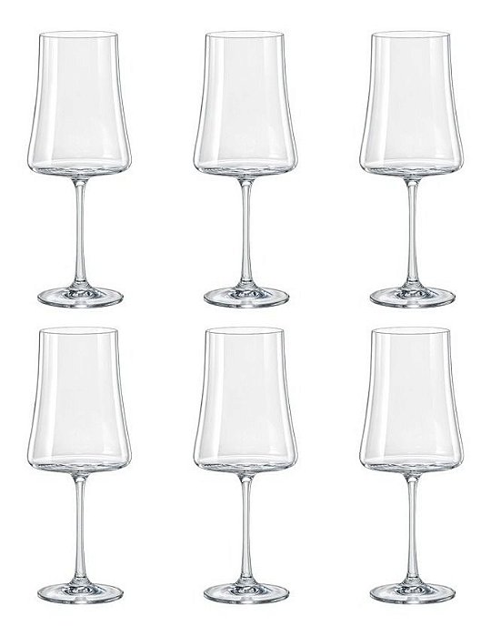 6 Taças De Cristal Para Vinho 400ml Titanium Bohemia