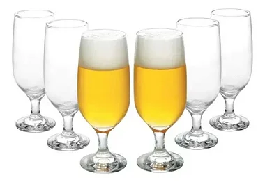 Jogo De 6 Taças De Vidro P/ Cerveja Chopp Cristal 300ml