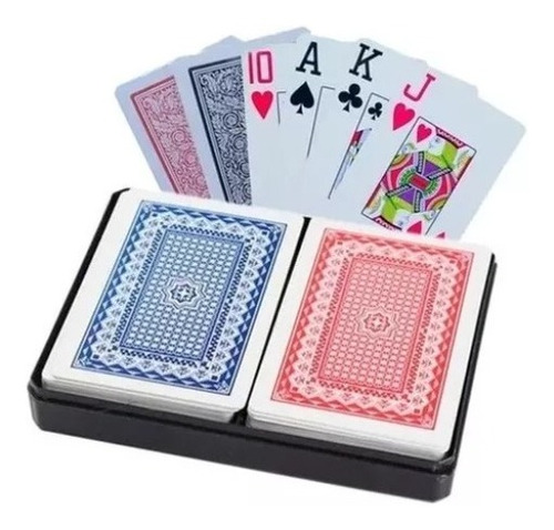 Cartas de Baralho Plástico, 2 Jogos com 54 Cartas 12,5x9x1,6Cm