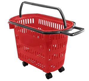 Cestinha Cesta De Supermercado Mercado Rodas Rodinhas Cores Vermelho