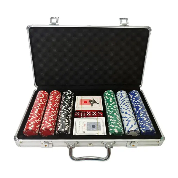 Maleta de Poker 300 Fichas 2 Baralhos 5 Dados