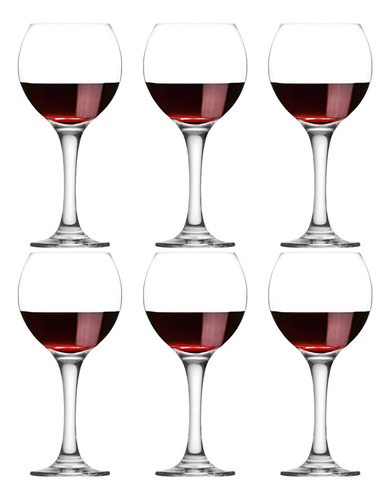 Jogo Taças Vinho Misket Vidro 365ml Conjunto 6 Peças Cor Branco