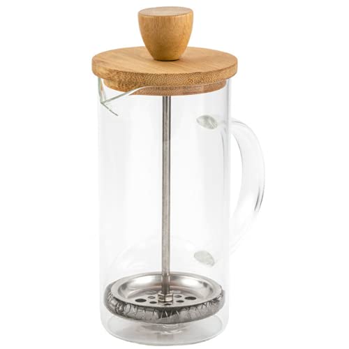 Mimo Style Cafeteira Prensa Francesa de Vidro Borossilicato Com Tampa em Bambu, 370ml