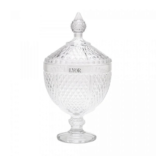 Potiche de Cristal com Pé Bico de Jaca Perseu  15cm x 28cm - Lyor