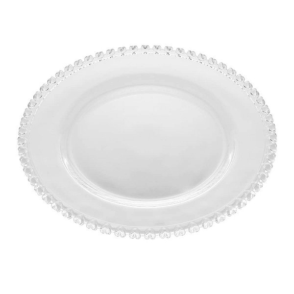Prato Raso Cristal Transparente Coração 28cm Lyor