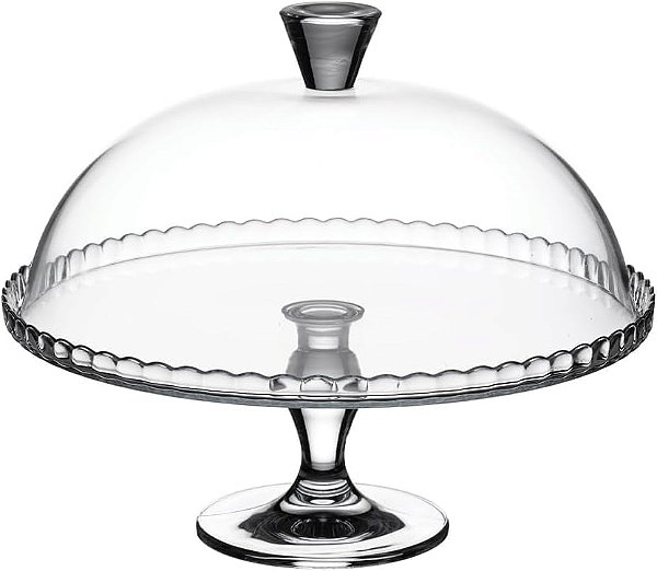 Prato para Bolo Pâtisserie em Vidro com Tampa, Transparente