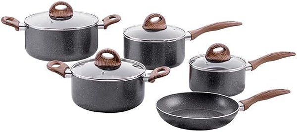 Jogo de Panelas 5 Peças Smart Plus com Fundo de Indução - Granito Brinox