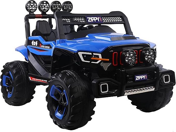 CARRO ELÉTRICO SUPER CROSS 4X4 AZUL 12V COM CONTROLE REMOTO