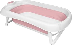 Banheira Dobrável Silicone E Plástico Portátil Rosa