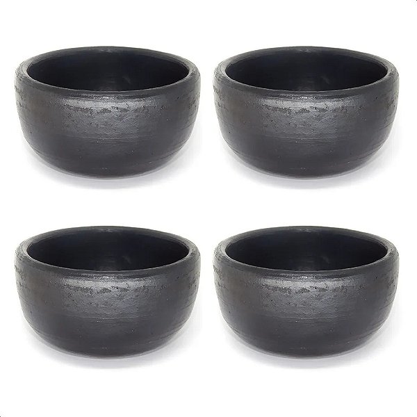 4 Cumbuca Barro Preto Capixaba Para Caldos e Sopas 400ml