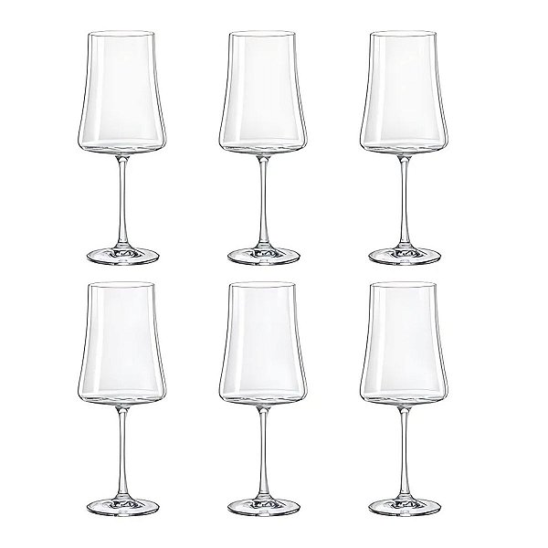 6 Taças Vidro Crystal Titânio Bohemia Vinho Tinto Rosê 460ml