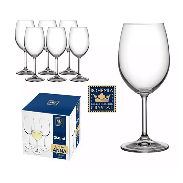 Taças Para Vinho Branco Bohemia Transparente  350ml