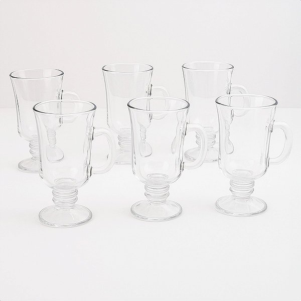 Jogo de  6 Taças Safira Cappuccino de Vidro Original 250ml