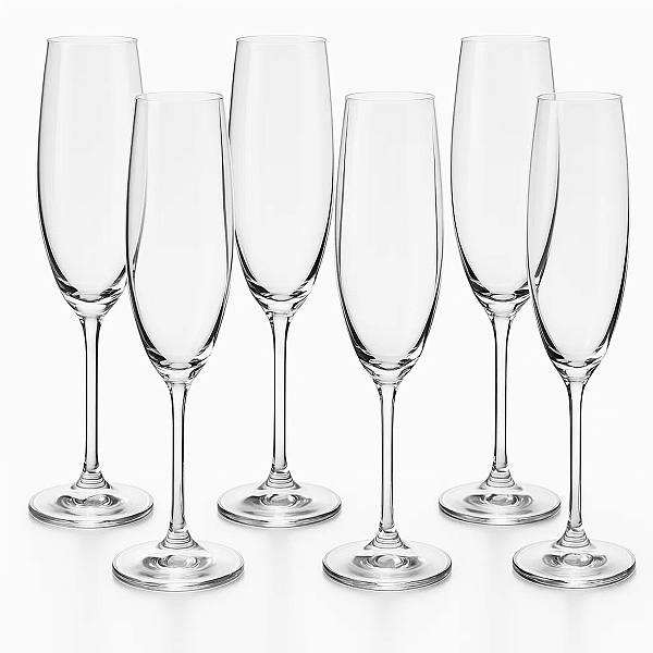 Taça Champanhe Flute Espumante 220ml Cristal Bohemia Cx 6 Pç 5327