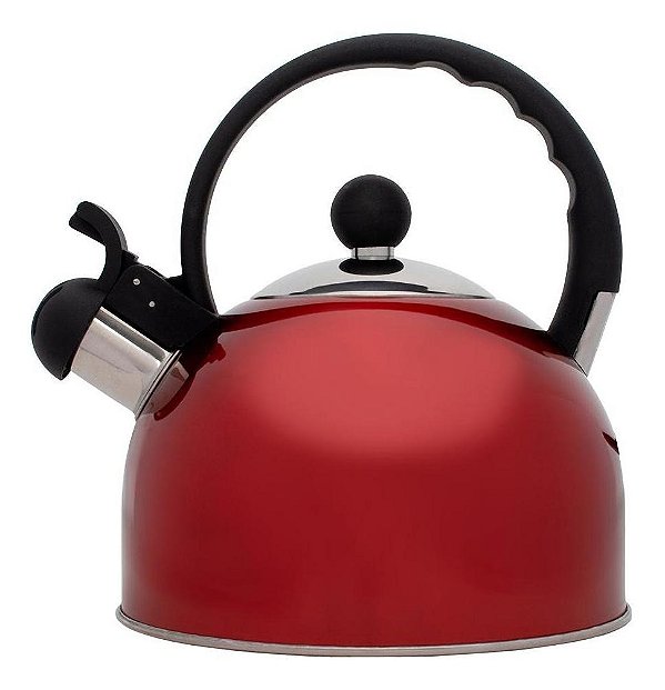 Chaleira Inox Com Alarme Vermelha Capacidade 2 Litros Mimo Style 6836