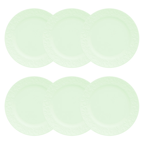 Jogo 6 Prato Sobremesa Tassel Relevo Porcelana Verde Germer