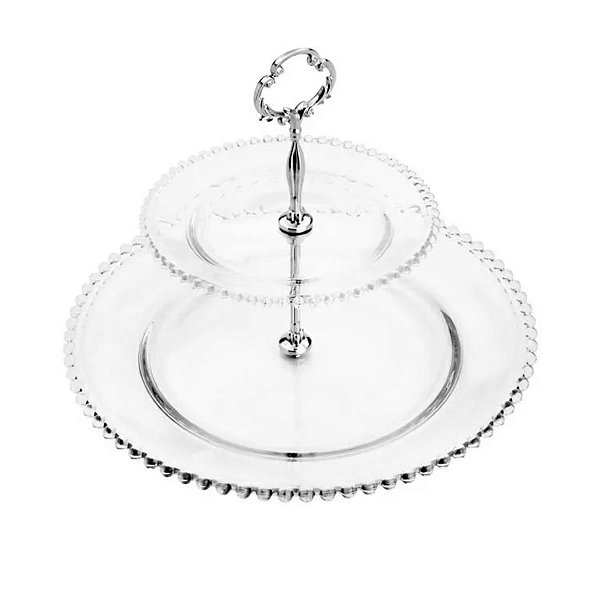 Prato Duplo para Doces de Cristal, 19 x 32 x 24 cm