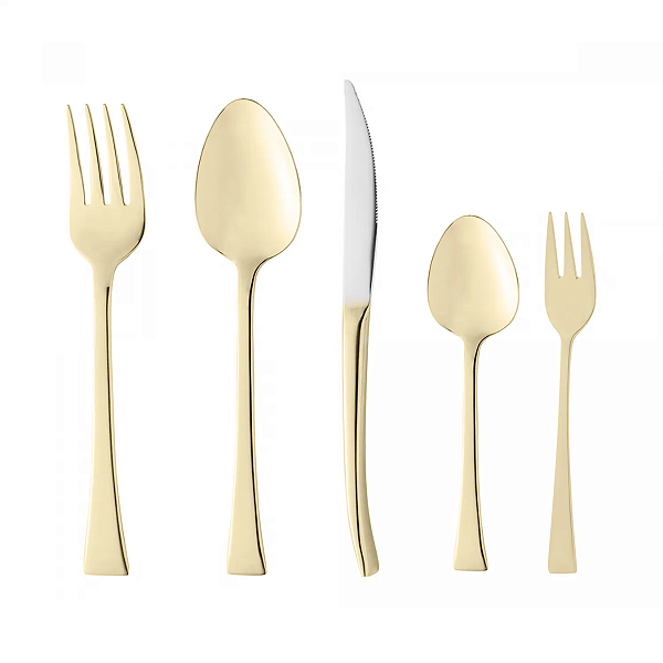 Faqueiro de Aço Inox Berna 30 Peças Dourado