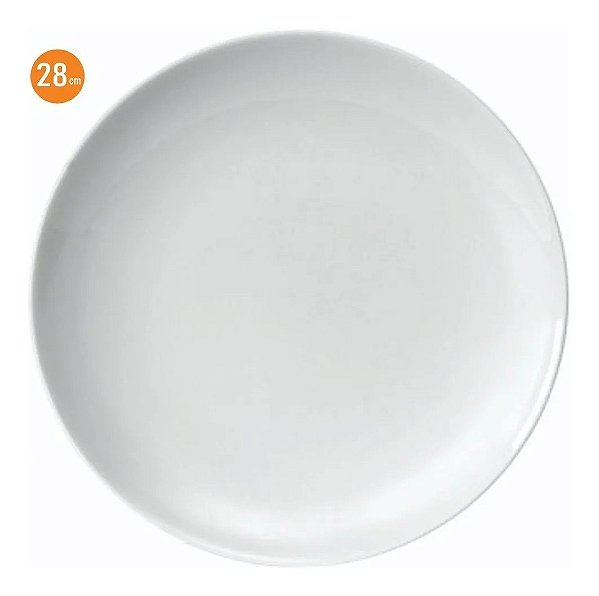 25 Prato Raso Refeição Almoço Coup 28cm Porcelana Branca
