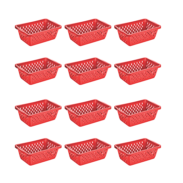 Kit 12 Cestinhas Organizadoras Pequenas 1400ml Vermelha