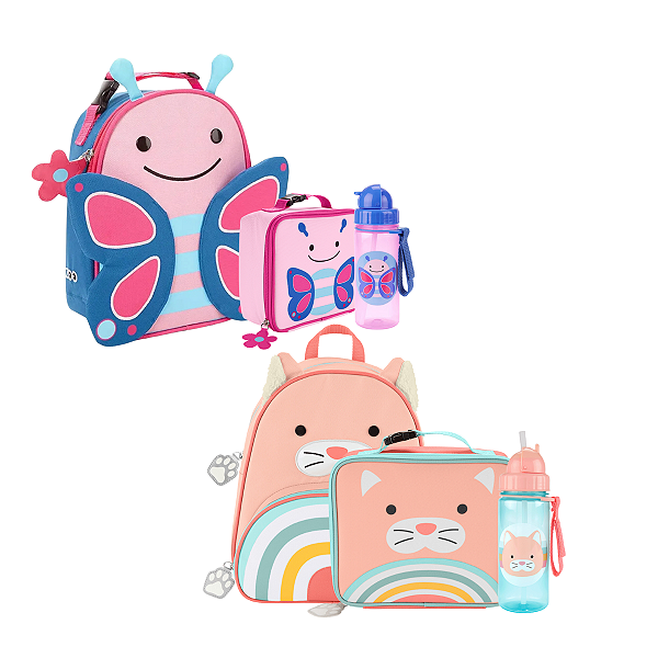KIT Mochila, Lancheira e Garrafa Zoo
